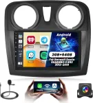 Automagnetola Fuluku 2+64g android automobilinis radijas renault dacia sandero ii b52 2012-2019 su belaidžiu carpaly & android car, 9 colių ips jutiklinis ekranas su bluetooth/gps/atbuline kamera/fm/wifi/swc/26ui