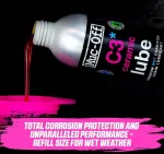 Muc-off C3 Ceramic Wet Chain Lube &scaron;lapiam grandinės tepimui dviračiui, 300 ml - premium klasės grandinės tepalas, grandinės pur&scaron;kalas dviračiui, su Uv dažikliu - skirtas &scaron;lapioms ir at&scaron;iaurioms oro sąlygoms