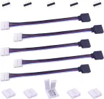 Litaelek 5 kontaktų led juostos jungtis, skirta 12 mm pločio smd 5050 rgbw led juostai, kampinė led juostos jungtis, greita led juostos jungtis, led jungties adapteris, led juostos prailginimas, led valdiklio jungties kabelis, 17 cm