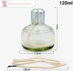 Stiklinis alkoholio degiklis su apsaugos nuo nuotėkio sistema. Komplekte dagtis, 120 ml talpos alkoholio lempa su užsukamu dangteliu. Alkoholio degiklio lempos stiklas. Stiklinė lempa laboratorinei įrangai &scaron;ildyti.