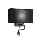 Ideal Lux 1W wall lamp with 2 lights HOTEL, 3000K, juodas