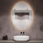 Mirrorsled Skaidrus veidrodis su LED galiniu ap&scaron;vietimu 600x1000 (ovalas)