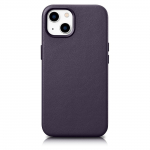 iCarer Leather Apple iPhone 14 dėklas telefonui violetinės spalvos (WMI14220705-DP) (MagSafe Compatible)