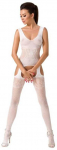 Passion Woman Passion BS046 Bodystocking Baltas - Elegant Lace Design, One Size