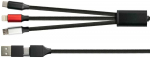 Kabelis USB PYTHON Python USB 6-in-1 Ladekabel 3A Textilmantel juodas 1,2m