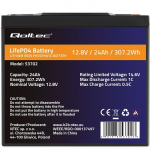 QOLTEC 53702 LiFePO4 ličio geležies fosfato baterija / 12,8V / 24Ah / 307,2Wh / BMS