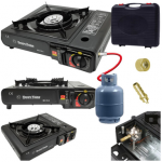 Extralink | Kuchenka turystyczna | dujinė polowa przenośna na kartusze 2w1 su lagaminu