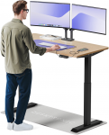 Elektrinis reguliuojamo auk&scaron;čio stalas Desktronic HomeOne Bambukas/Juodas, 140x70cm, Dvigubas motoras, USB ir USB-C įkrovimo lizdai