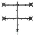 Laikiklis &bdquo;Gembird MA-D4-01&ldquo; reguliuojamo auk&scaron;čio stalo tvirtinimo svirtis 4 ekranams (pasukama, pakreipiama, pasukama), 13&ndash;32 colių, svoris &ndash; 10 kg vienam ekranui