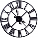 Sieninis laikrodis 50 cm, retro stiliaus, metalinis, juodas, tylus, vintažinis, senovinis, klasikinio dizaino