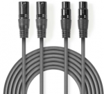 &bdquo;Nedis&ldquo; subalansuotas garso kabelis, 2x XLR 3 kontaktų (M) - 2x XLR 3 kontaktų (F), 3,00 m, tamsiai mėlynas