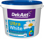 Akriliniai dažai sienoms ir luboms DekART, balti matiniai, 12.6kg