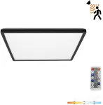 12W LED lubinis &scaron;viestuvas NIVERA SQUARE, juodas, 3000/4000/6000K, su judesio davikliu, IP54