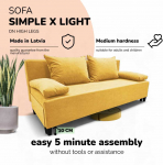 Sofa Meb & Podrez Dvivietis i&scaron;skleidžiamas sofos Simple X Light, be porankių, Podrez,, geltonos spalvos