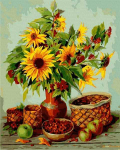 Tapyba pagal skaičius Saulėgrąžų krep&scaron;elis 40x50 cm