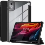Plan&scaron;etinio kompiuterio dėklas 4kom.pl Clear Pie&scaron;tukas, skirtas Lenovo K11 Plus, juodas &ndash; apsauginis su stovu, prieiga prie portų ir mygtukų
