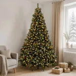 Dirbtinė Sulankstoma Kalėdų Eglutė 240 cm 600 LED &Scaron;ilta balta