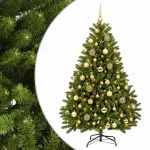 Dirbtinė &scaron;viesiai žalia Kalėdų eglė su žaisliuku 120 cm 150 LED