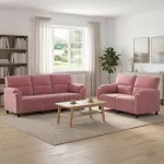 Sofa Sofos komplektas 2 vnt. Rožinė Aksomas