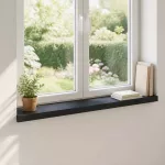 Langų palangės 2 vnt. Juoda 90 x 20 x 2 cm Kietas bukas medis