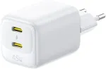 Baseus Sieninis įkroviklis EnerFill FE22 45W 2xUSB-C QC PD su USB-C kabeliu 1m, baltas