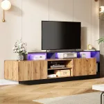 Tv staliukas televizoriams iki 70 colių, modernus led, skirtas svetainei ir miegamajam, medinis