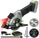 Galax pro akumuliatorinis diskinis pjūklas, 20 v (2,0 ah akumuliatorius su įkrovikliu), lazerinis kreiptuvas, 2 x diskinio pjūklo geležtės skersmuo 115 mm, 3400 aps/min, 45&deg; reguliuojamas pasvirimo kampas