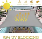 Dripex tentinis stogelis nuo saulės su tvirtinimo virvėmis, stačiakampis, vandenį atstumiantis, impregnuotas poliesteris, 95% apsauga nuo Uv spindulių, apsauga nuo vėjo ir oro sąlygų, 4 x 5 m, skirtas balkonui, sodui, terasai, pilkas