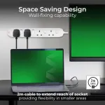 Masterplug Swc4210n-mp 2 m ilgio vieno lizdo jungiklio ilgintuvas - baltas, 5,4 x 2,6 x 32,4 cm