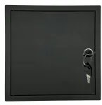 Revizinės durelės 40x40 metalinės juodos spalvos su raktu