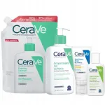Cerave Drėkinamasis veido kremas Spf 50, valomasis gelis + papildymas 473ml