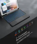 Chesona dėklas, skirtas ipad 9 kartos, ipad 10.2 9/8/7 kartos su jutikliniu kilimėliu, 7 spalvų ap&scaron;vietimas, 2 bt kanalai, įkraunama nuimama qwertz klaviatūra, juoda