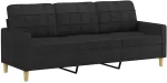 Fotelis Trivietė sofa, juodos spalvos, 180cm, audinys