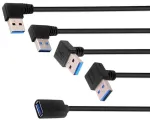 Briefcec usb adapterio kabelis, usb kampinė jungtis 90 laipsnių usb 3.0 male adapteris 90 laipsnių kairėn / de&scaron;inėn / vir&scaron;un / žemyn kampinis adapteris usb į jack (30 cm, vir&scaron;us + apačia + kairė + de&scaron;inė, 4 vnt. pakuotė)
