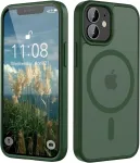 Hgh magnetinis dėklas, skirtas iphone 12 mini 5.4 colio, suderinamas su magsafe, permatomas matinis plonas smūgiams atsparus telefono dėklas, skirtas iphone 12 mini (tamsiai žalias)
