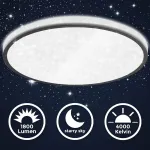 B.k.licht - led lubų &scaron;viestuvas su žvaigždėtu dangumi, neutrali balta &scaron;viesa, 18 vatų, 1800 liumenų, led lubų &scaron;viestuvas, lempa, svetainės lempa, miegamojo lempa, virtuvės lempa, 33 x 6.4 cm, juodas
