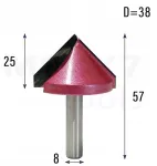 V formos medžio freza Cnc 8*38 90&deg; Vhm (huhao)