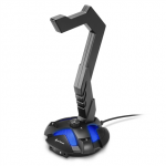 Ausinių stovas Sharkoon X-Rest 7.1, USB garso plok&scaron;tė, LED, Juodas