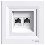 Schneider Electric Dviviečiai kompiuterių lizdai 2xRJ45 kat. 5E balta - EPH4400121