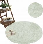 Strado Shaggy apvalus kilimėlis 120x120 WhiteLime, universalus