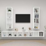 TV staliukas Sieninės televizoriaus spintelės, 4vnt., baltos, mediena