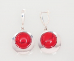 Sidabriniai auskarai angli&scaron;ku užsegimu, Metalas: Sidabras, Praba: 925&deg;, Akmuo: Koralas (Imitacija) - 40 mm. - 10.5 g.
