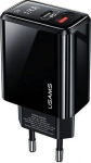 USAMS Tinklo įkroviklis 1xUSB-C+1xUSB T40 20W LED (only head) PD3.0 +QC3.0 Fast Charging juodos spalvos CC133TC01 (US-CC133)