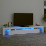 TV staliukas Televizoriaus spintelė su LED ap&scaron;vietimu, balta, 260x36,5x40cm