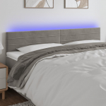 Galvūgalis su LED, &scaron;viesiai pilkas, 180x5x78/88cm, aksomas