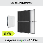 Saulės elektrinės komplektas 5kW su montavimu: auk&scaron;tos srovės inverteris SUNGROW Multi-MPPT + TrinaSolar VERTEX S saulės moduliai