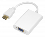 HDMI - VGA adapteris DELTACO 1920x1080 60Hz, 0.2m, baltas / HDMI-VGA8-K / R00140002