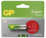 GP Super vienkartinės &scaron;arminės AA baterijos, 8 vnt. pakuotė