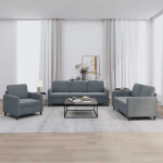 Sofa Sofos komplektas, 3 dalių, tamsiai pilkos spalvos, aksomas