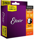 Elixir Eliksyras 16544 Nanoweb Phosphor Bronze 11-52 (3 komplektai)
